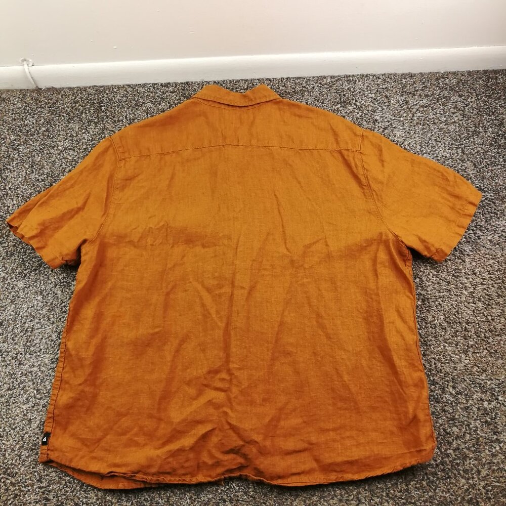 American Giant Shirt Linen Short Sleeve Button Down Light Brown Mens Large - Picture 5 of 8